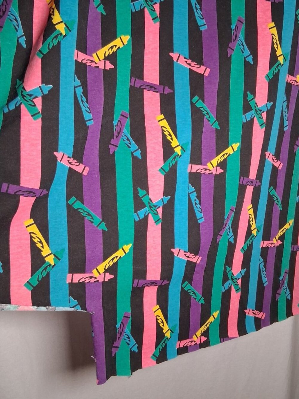 Vintage 90s Crayon Stripe Sewing Fabric Material Knit Stutz Horowitz Sew 55x61" - Picture 16 of 16